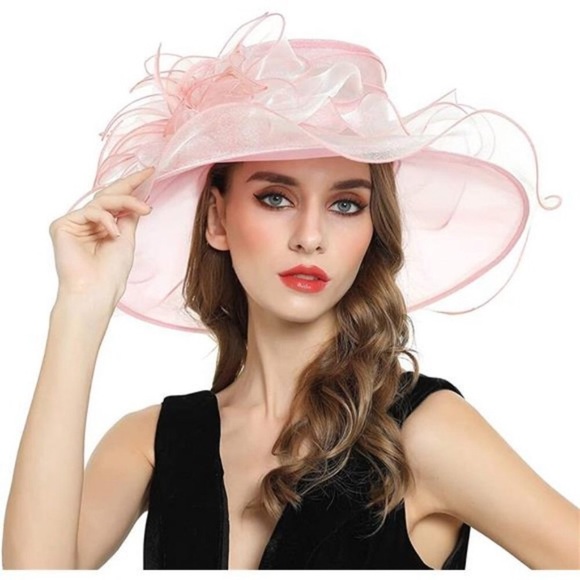 HOT Kentucky Derby Church Dress Hat for Women 4-pink Feather HOT Kentucky Derby Church Dress Hat for Women 4-pink Feather